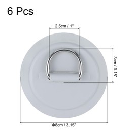 PATIKIL D-Ring Patch, 6 Pcs Stainless Steel D-Ring PVC Patch Pad No Glue Include for Inflatable Boat Paddle Board Canoe Surfboard, Grey