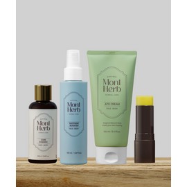 Monttherb Severe Skin Problem Basic Recommended Set 4 Items / Care Essence 100ml + Soothing Booster 150ml + Atopic Cream 160ml + Essence Balm 18g