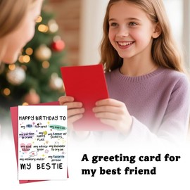 Sudaporn Bff Best Friend Birthday Gifts for Women Bestie, Happy Birthday to My Bestie Greeting Cards Friendship Gifts for Women Friends Presents for Best Friend Girl