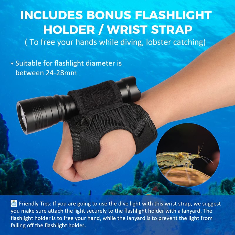 Odepro WD43PRO Dive Light - 1050 Lumens Scuba Diving Light,