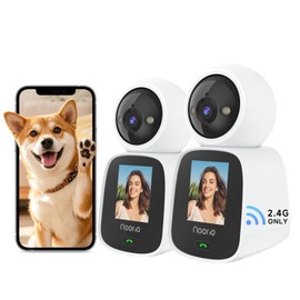 Noorio Two Way Video Calling Camera, 2K One Click Call Pet Camera Indoor with Phone App, 360° PTZ Dog Cam with Speaker, Color Night Vision Security Indoor Cameras, CL200 2Pcs
