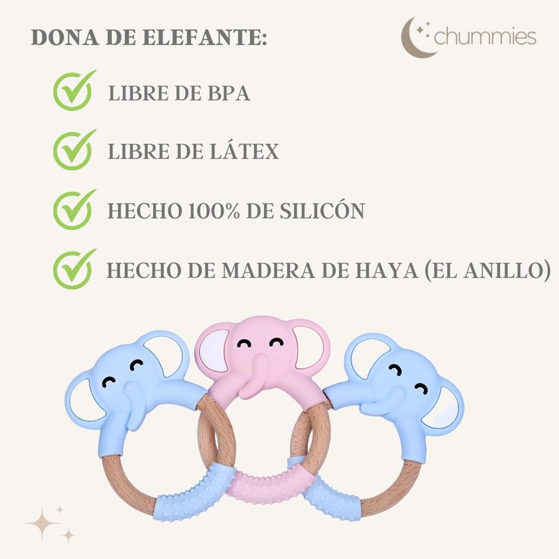 chummies | Dona de Elefante mordedera de silicon y madera