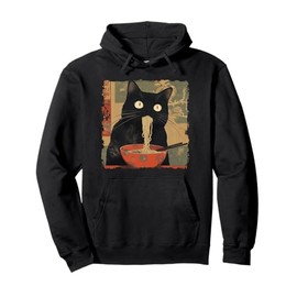 Funny Cat Ramen Noodle Japanese Art Anime Manga Kawaii Cat Pullover Hoodie