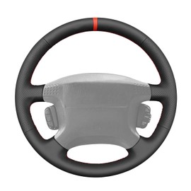 MEWANT DIY Hand Stitch Black Faux Leather Steering Wheel Cover for Nissan Patrol GR V y61 Wagon 1997-2005