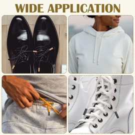 Ouligay 12 Pcs Aglets for Shoelaces, 3 Colors Shoe Lace Ends Tips, Shoelace Tips Head, Metal Aglet Replacement for Shoelaces, Clothes Straps DIY Repairing(14.5mm Black Gold Silver)