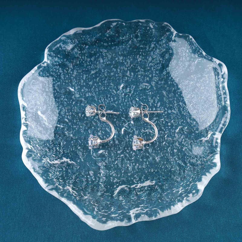 Aneneiceera Boho Crystal Ear Jacket Earrings Silver Rhinestone Stud Earrings