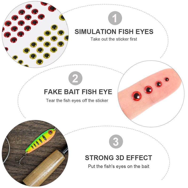 Healeved Occhi da pesca 3D autoadesivi in plastica, 4 archi,