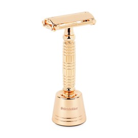 Störtebekker® premium shaving stand "Hamburg" in a set with safety razor "Hamburg", rose gold, high-quality accessories for your bathroom, non-slip base, solid stand, 125 g, gift idea
