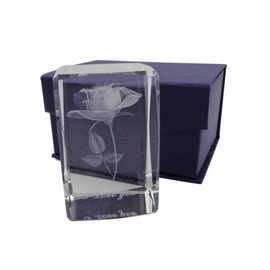 E-isata 3D Laser Crystal Rose Flower Engrave I Love You Keepsake Paperweight Ornaments for Anniversary Wedding Souvenirs Christmas Birthday Valentines Wedding Gift