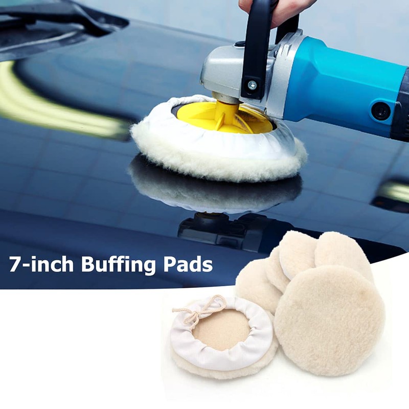 6pcs 7-inch Buffing Pads Car Bonnet Buffing Waxing Pad Kit
