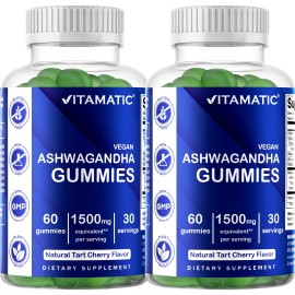 Vitamatic Ashwagandha Gummies 1500mg Serving 60 Vegan Gummies- 2 Pack