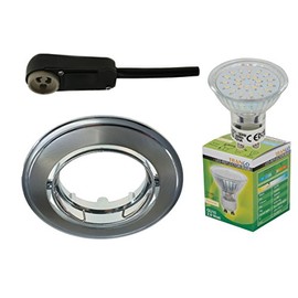 Trango 6735BC-01B BI-COLOR Die-Cast Aluminium Recessed Spotlight with 1x 3 Watt LED GU10 Bulb 3000 K and Safety Connection Box Rustproof
