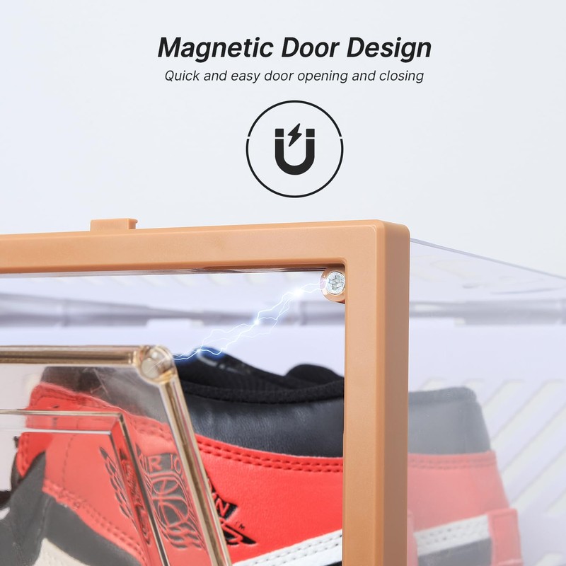 Foluck Large Display Shoe Storage Box, 8 Pack Clear Plastic