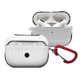 MAXIA MA-Pro2 Case with Carabiner, Mini Suitcase-Style AirPods Case, Wireless Charging, MA-Pro2 (White)