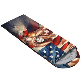 Smell Sunshine Kids Sleeping Bag for Boys Girls,American Baseball Print-Lightweight Warm Portable Outdoor Indoor-Waterproof Cold Weather Resistant Sleeping Bag for Camping Hiking(Baseball-2)
