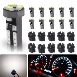 siweex T5 LED bulbs White 74 73 37 2721 Car Dashboard Instrument Panel Gauge Cluster Indicator Lights with 3/8" 9mm T5 Twist Lock Socket Wedge Base, Pack of 10 Sets