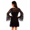 Scully Women's Lace Crochet Long Bell Sleeve Mini Dress Black