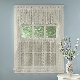 Kitchen Curtains for Windows ✅ 40+ Styles & Colors ✅ Swag, Valance, Tier Sets & Panels ✅ Cafe Curtains for Farmhouse, Rustic, Modern Décor, Priscilla Ivory, Swag
