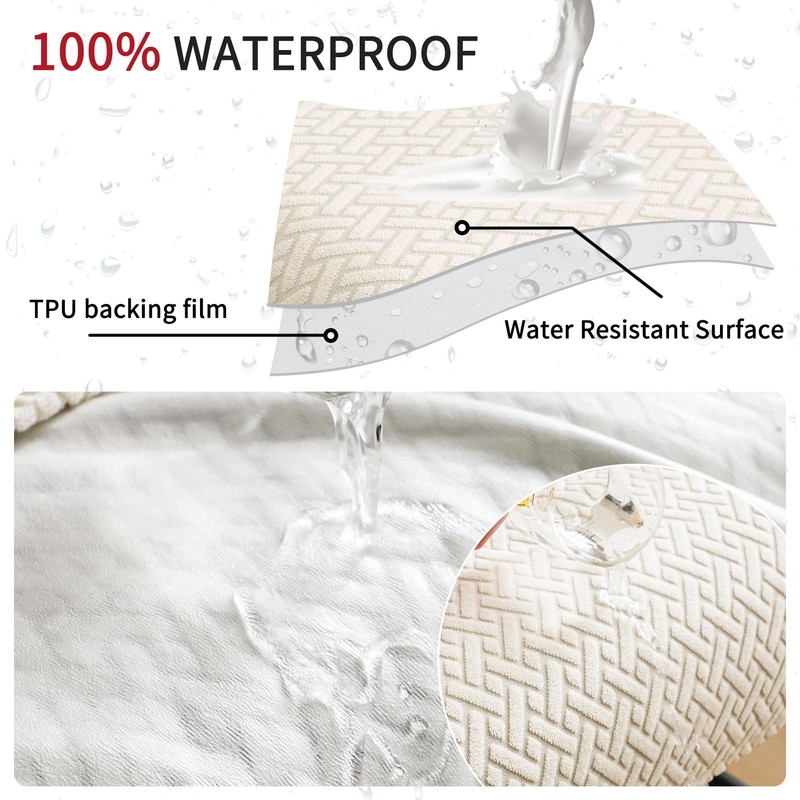 EVOLLER Waterproof Bar Stool Covers Set of 2 Rectangle Beige