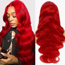 Red Lace Front Wigs Human Hair for Black Women Pre Plucked 13x6 Hd Transparent Lace Front Wig Human Hair 180% Density Body Wave Glueless Hd Lace Wear and Go Red Wigs Human Hair with Baby Hair 20 Inch