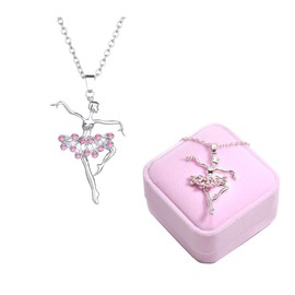 Ballerina Dancer Dance Ballet Pendant Necklace Charm Surprise Jewellery Gift for Girls Women, Zinc, Rhinestone, cubic zirconia
