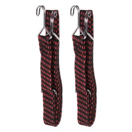 sourcing map 2Pcs Bungee Cord with Hooks 78" Heavy Duty Flat Adjustable Bungee Cords Latex Bungee Straps with Metal Hooks and Buckle for Tents Truck Outdoor Camping, Black Red