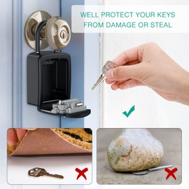 ORIA Key Lock Box, Lock Box for Keys Outdoor with Combination, Shackle, Weatherproof, for House, Hotel or Car - Black, Pack of 2