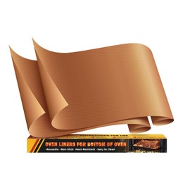 2 Pack Oven Mats for Bottom of Oven, 17"x25" Heavy Duty Non-Stick Oven Liner, Reusable Heat Resistant Grill & Baking Mat, BPA/PFOA Free Roaster Liners, Fits Electric/Gas Ovens & Air Fryers (Copper)