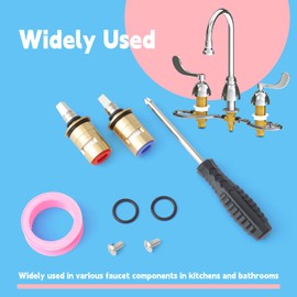 GLOXTED 1-099XKJKABNF & 1-100XKJKABNF 1/4-Turn Cold & Hot Ceramic Faucet Cartridge Kit, Brass Construction Short Stem