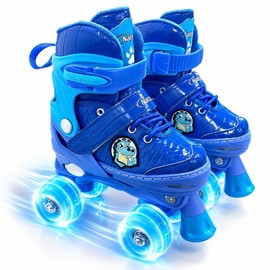 Nattork Kids Roller Skates for Kids Boys Girls, 4 Sizes Adjustable Quad Skates with All Light up Wheels - Birthday Gift for Outdoor Indoor Sports
