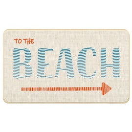 Chicimln Coastal Beach Door Mat, Summer Ocean Non-Slip Linen Doormat Outdoor Indoor Entrance, Blue Orange Beach Nautical Welcome Mats Rugs for Entryway Front Door Porch, 17x30 Inch