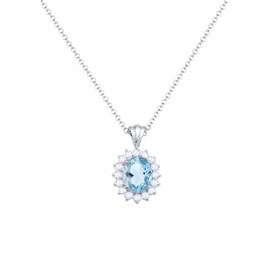 Elli Women's 925 Sterling Silver Xilion Cut Topaz Necklace with Pendant of Length 45 cm