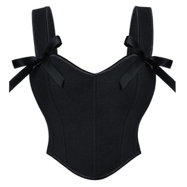 Scarlet Darkness Renaissance Corset Tops for Wome Lace-up Back Bustier Shapewear Top Black Corset Black Size 16