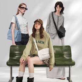 Cute Messenger Shoulder Crossbody Bag for Women teen，Lightweight Waterproof Travel Work Tote Satchel y2k Purse Aesthetic Bags Casual Daypack Business for Men,Beige