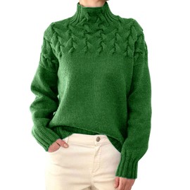 QUINTRA Women's turtleneck sweater, women's turtleneck sweater for women, sweatshirt, Green, XL