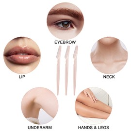 12 Pcs Eyebrow Razors, Face Razors Multipurpose, Exfoliating Dermaplaning Tools, Eyebrow Trimmers Shaver with Safety Cover, Facial Hair Removal for Women Men Body Use (Light Pink)