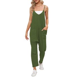 DEEP SELF Jumpsuits for Women Casual Summer Rompers Sleeveless Adjustable Straps Baggy Loose Overalls Onesie Jumpers with Pockets 2024