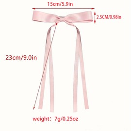 WENSIDUO 6 Pcs Tassel Hair Bow Clips for Women, Satin Ribbon Bows with Metal Clips Hair Accessories for Girls and Teens, (Mixed color 1)