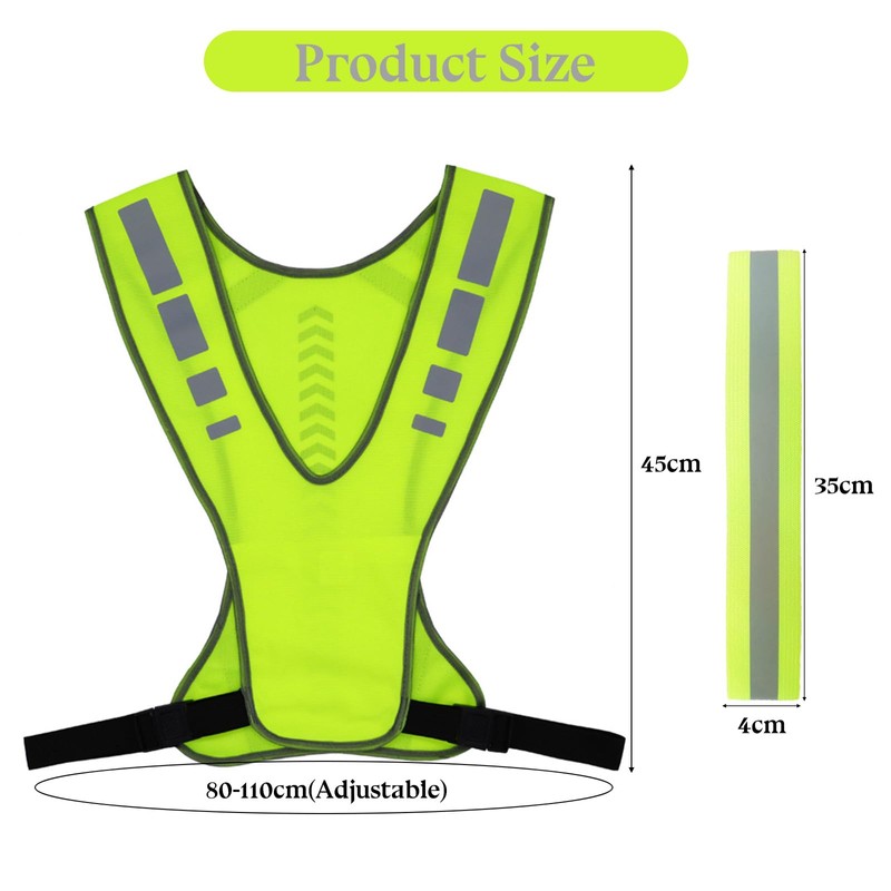 VEGCOO Reflective Running Vest Set, Adjustable High Vis Running Vest
