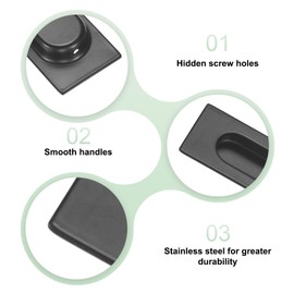 M METERXITY 1-Pack Recessed Finger Pulls, 4.72 Inch Inner Circle Stainless Steel Sliding Closet Door Handles for Barn Door, Rectangular Flush Pulls Handles [Black]