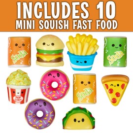 Playbees Mini Squish Fast Food Toys - 10 Pack - Assorted Slow-Rise Stress Relief Toys