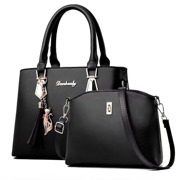 HOMTERN Women's Leather Tote Bag & Crossbody Bag Set –