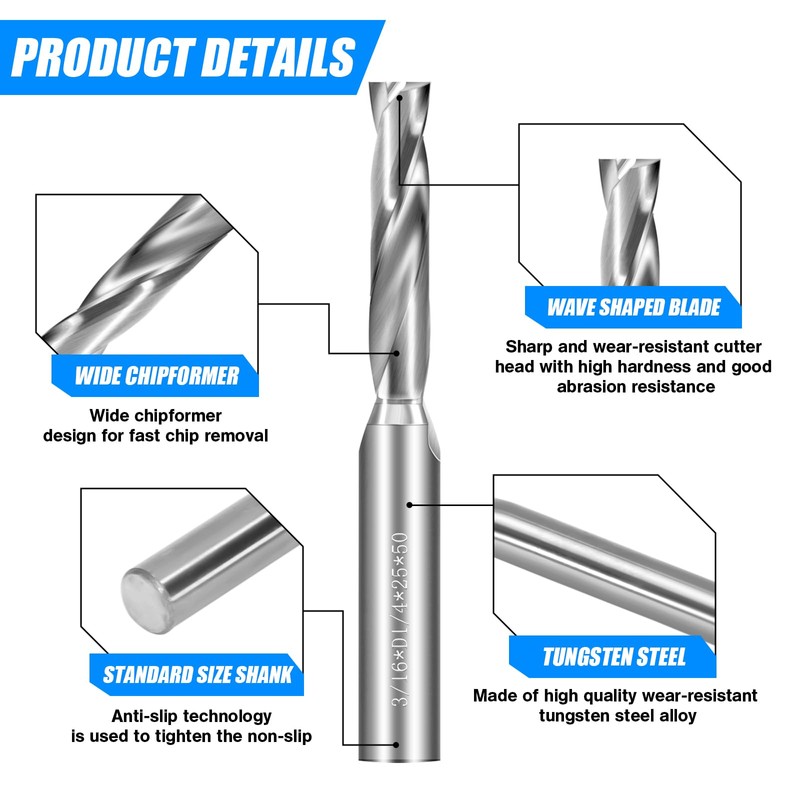 1/4" Flat Bottom Drill Bits, 2Pcs Solid Carbide Drill Bits,