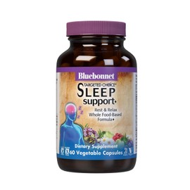 Bluebonnet Nutrition Targeted Choice Sleep Support, Rest & Relaxation Whole Food-Based Formula, Non-GMO, Vegan, Kosher, Gluten-Free, Soy-Free, Milk-Free, 60 Vegetable Capsules