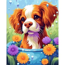 Linkmonde Kids' Painting by Numbers DIY Acrylic Painting Kit for Kids & Adults Beginner – 16” x 20” Colorful Cute Dog Art