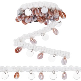 PH PandaHall Shell Fringe Trim Sequin Tassel Trim 28 mm Wide Shell Lace Border Boho Fabric Trim Ethnic Craft Ribbon for Costumes Dress Curtain Home Decoration DIY Crafts 2.7 m