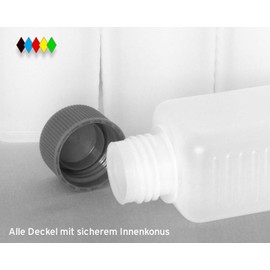 Octopus 10 x 100 ml Plastic Bottles, HDPE Plastic Bottles with Red Screw Caps, Empty Bottles with Red Screw Caps, Square Bottles with 10 Labelling Labels