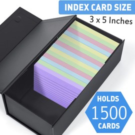 3x5 Index Card Holder Card File Box Organizer, Hold 1200 3x5-Inch Flash Cards 2 Pack Black