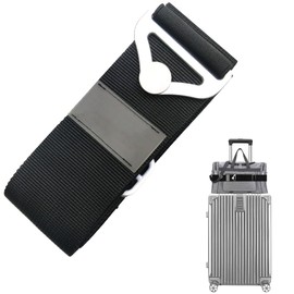 2-in-1 Travel Belt for Luggage Straps Adjustable Travel Luggage Belt Strap with Alloy Buckle Over Handle for Add a Bag Suitcase Straps for Carry On Bag Suitcase Strap Travel Accessories(Black) ﻿