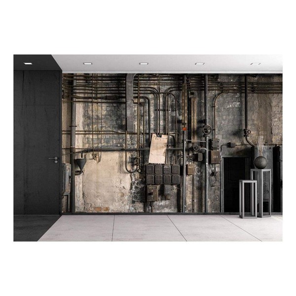 wall26 - Industrial Fuse Boxes Against Damaged Wall - Removable